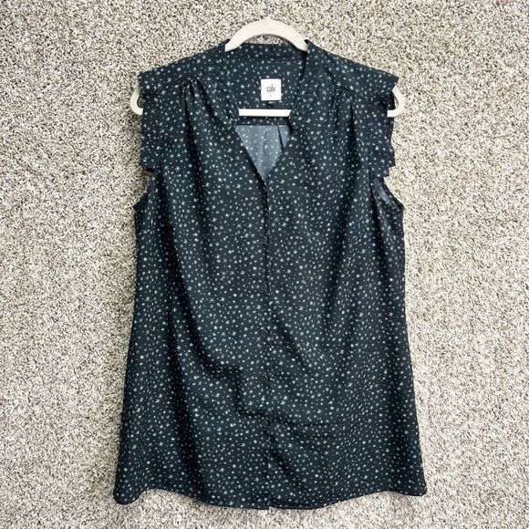 CAbi Top Women’s Large Astral Starry Night Button Down Front Sleeveless - Picture 1 of 4